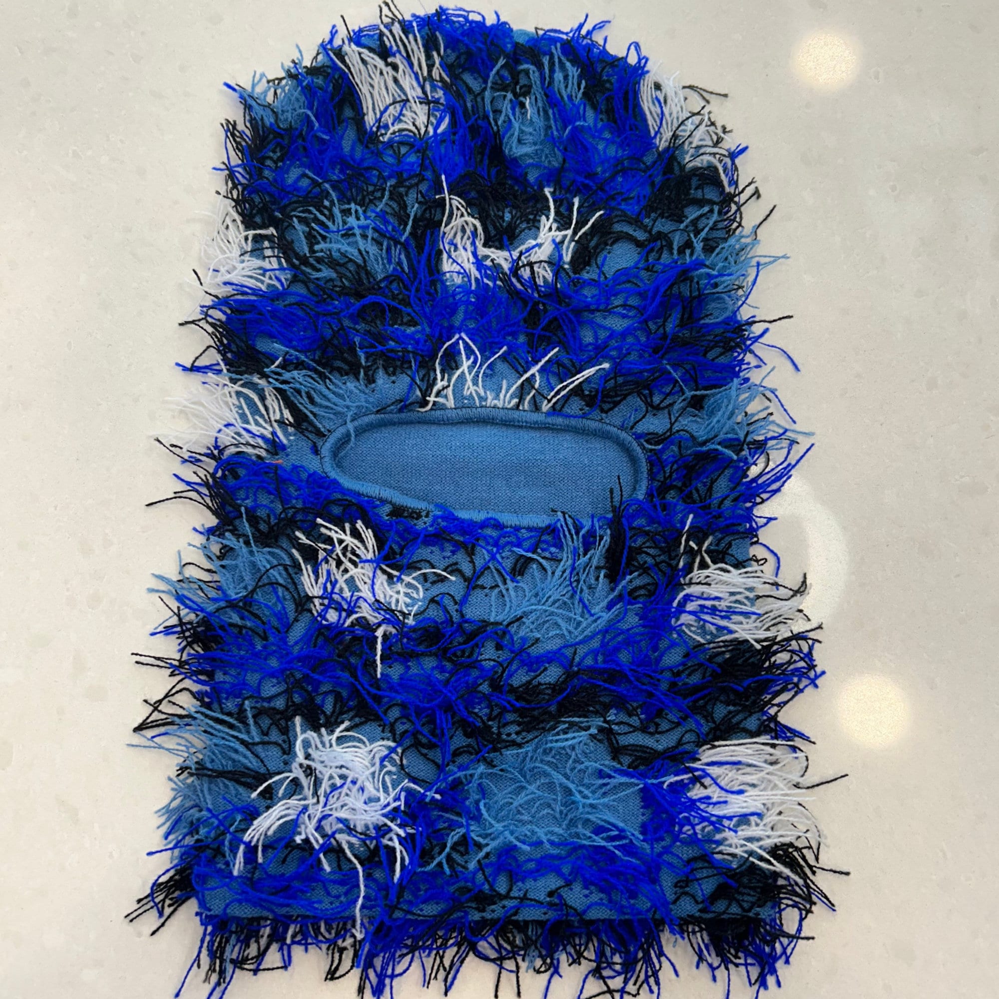Blue Distressed Balaclava Ski Mask Cozy Warm Soft Knitted