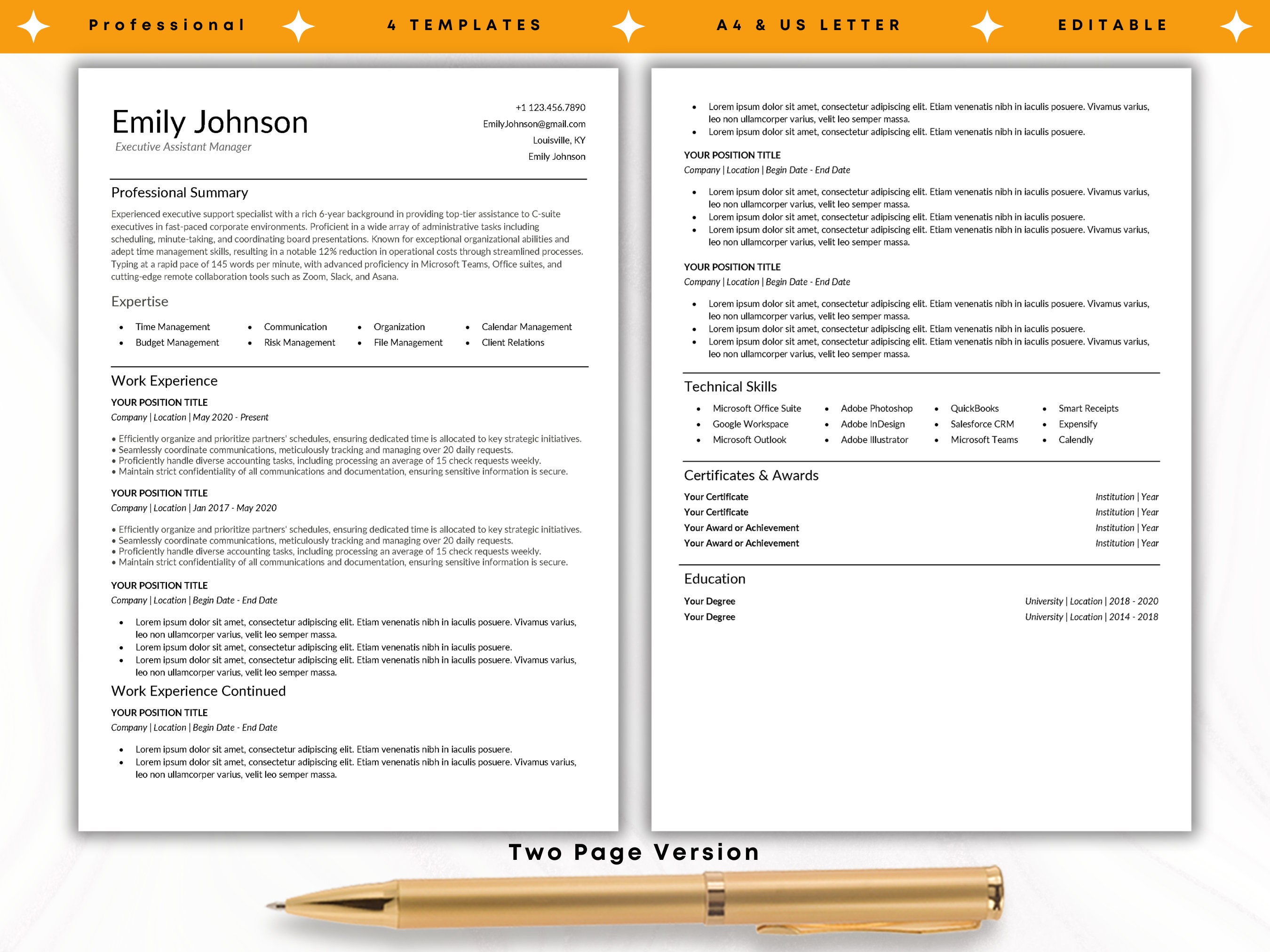 ATS Clean Resume Template CV Minimalist Design Word Doc ATS Friendly ...