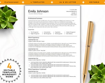 Modèle de CV épuré ATS CV design minimaliste Word Doc ATS Friendly Executive Professional Modèle de CV minimaliste simple avec lettre de motivation