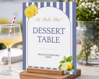 Amalfi Lemon Bridal Shower Dessert Table Sign Template, Italian Mediterranean Dolci Table Signage, LUCIA