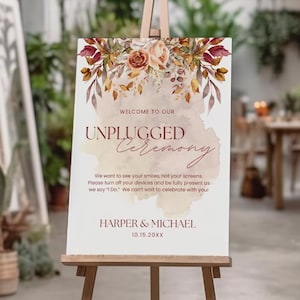 Unplugged Ceremony Sign, Wedding Welcome Sign Template, Rustic Unplugged Wedding Ceremony Sign, Editable Wedding Entrance Signage