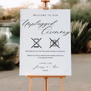 Unplugged Ceremony Sign, Wedding Welcome Sign Template, Minimalist Unplugged Wedding Ceremony Sign, Printable Wedding Entrance Signage
