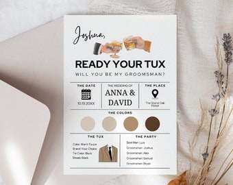 Groomsman Proposal Card Template, Editable Wedding Party Invite (Digital Download)