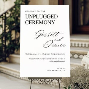 Unplugged Ceremony Sign, Wedding Welcome Sign Template, Minimalist Unplugged Wedding Ceremony Sign, Printable Wedding Entrance Signage