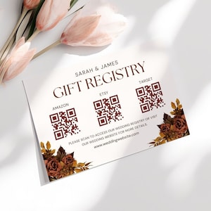 Wedding Gift Registry Card, Registry Card Template, Bridal Shower Registry Insert, Wedding QR Code Registry Insert Editable