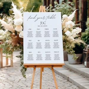 Wedding Seating Chart Sign Template, Table Seating Chart, Seating Chart Wedding, Modern Wedding Seating Plan Sign, Seating Plan Poster