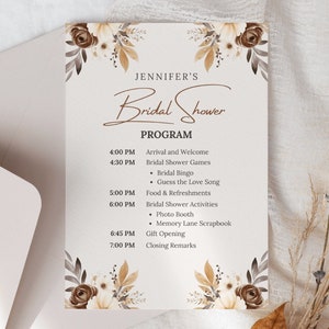 Boho Bridal Shower Program Bridal Party Program Template Printable