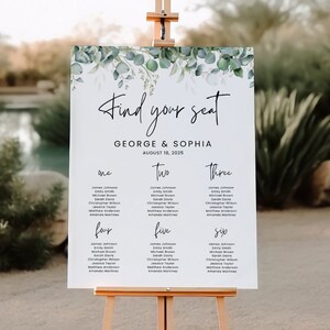 Wedding Seating Chart Sign Template, Table Seating Chart, Seating Chart Wedding, Modern Wedding Seating Plan Sign, Seating Plan Poster