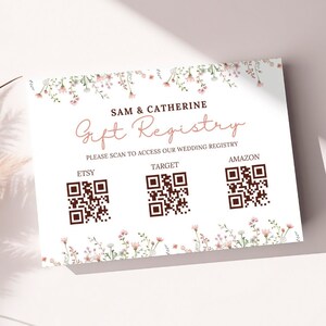 Wedding Gift Registry Card, Registry Card Template, Bridal Shower Registry Insert, QR Code Registry Insert Editable