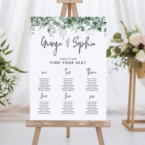 Wedding Seating Chart Template, Table Seating Chart, Seating Chart Wedding, Modern Wedding Seating Plan Sign, Editable Seating Plan Poster