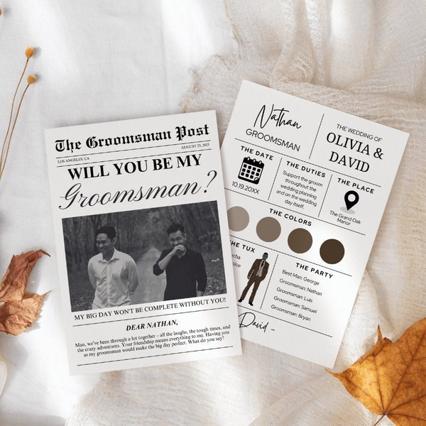 Newspaper Groomsmen Proposal Etsy