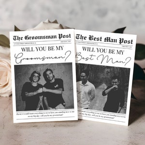 Carta di proposta di Groomsman, modello di carta di proposta di Groomsmen di giornale, proposta di testimone modificabile, sarai la mia carta di Groomsman