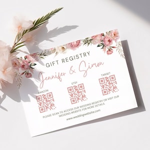 Wedding Gift Registry Card, Registry Card Template, Bridal Shower Registry Insert, Wedding QR Code Registry Insert Editable