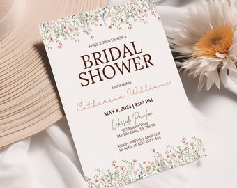 Wildflower Bridal Shower Invitation Template (Digital Download)