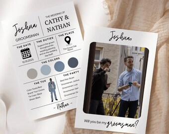 Groomsman Proposal Card Template, Modern Wedding Party Invite (Digital Download)