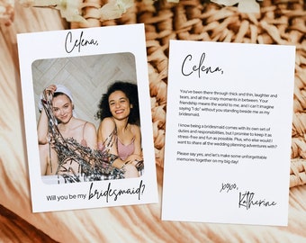 Bridesmaid Proposal Card Template with Photo (Digital Download)