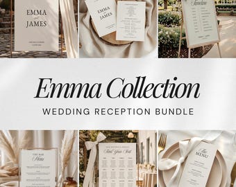 EMMA Old Money Wedding Signs Bundle, Classic Reception Signage Template, Wedding Stationary