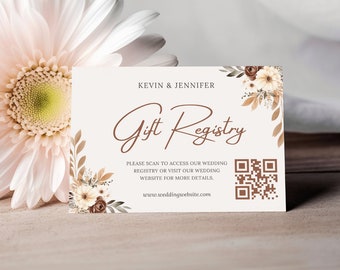 Bridal Gift Registry Card Template, QR Code Insert (Digital Download)