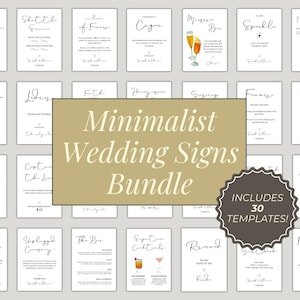 Minimalist Wedding Signs Bundle, Wedding Reception Table Signs Template, Wedding Signage Bundle Printable