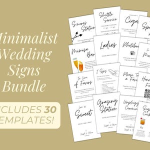 Minimalist Wedding Signs Bundle, Wedding Reception Table Signs Template, Wedding Signage Bundle Printable
