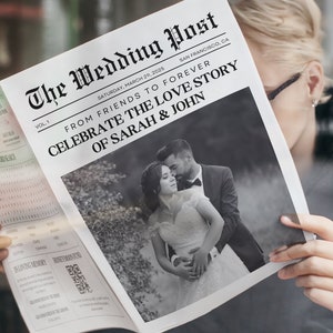 Newspaper Wedding Program Template, Editable Wedding Day Newspaper with Timeline, Wedding Day Program Newspaper, Wedding Newspaper