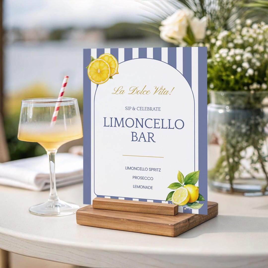 Limoncello Sign Limoncello Bar Sign, Lemon Bridal Shower Drink Sign, La Dolce Vita Bar ...