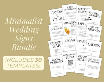 Minimalist Wedding Signage Bundle, Reception Table Signs (Digital Download)