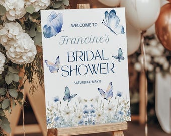 Butterfly Floral Bridal Shower Welcome Sign Template (Digital Download)