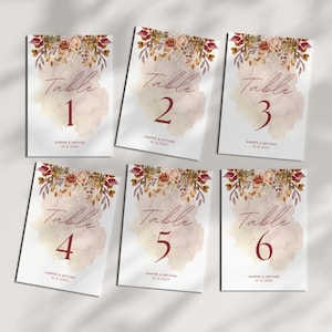 Wedding Table Number Sign Template, Printable Table Numbers, Editable Table Number Place Card, Canva Editable Table Number Signs