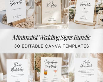 Minimalist Wedding Signs Bundle, Reception Table Sign Templates, Wedding Signage Bundle