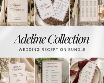 ADELINE Old Money Wedding Signs Bundle, Luxury Reception Signage Template, Wedding Stationery