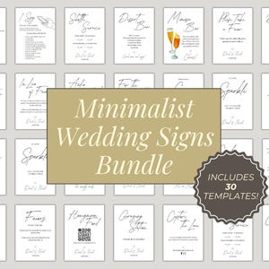Minimalist Wedding Signs Bundle, Wedding Reception Table Signs Template, Wedding Signage Bundle Printable