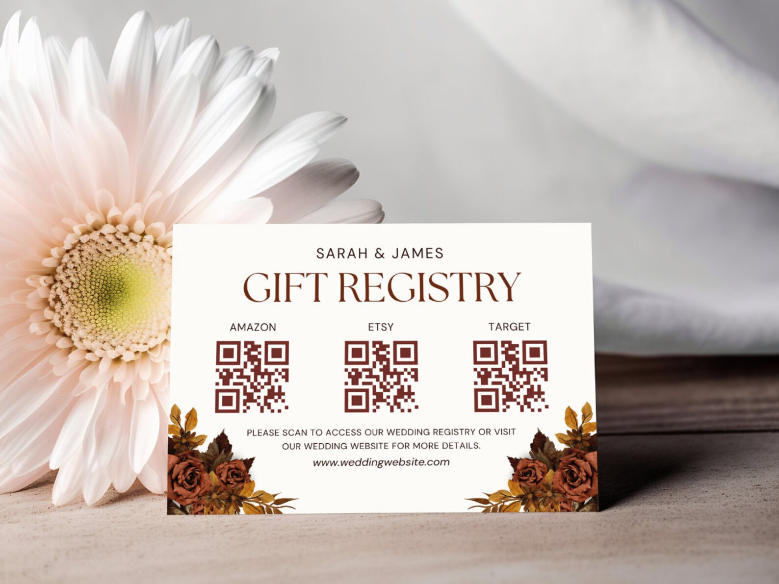 Wedding Gift Registry Card Template, QR Code Insert (digital Download ...