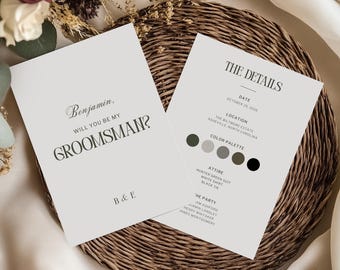 Plantilla de tarjeta de propuesta de boda clásica BEATRICE Old Money, información editable para bodas clásicas