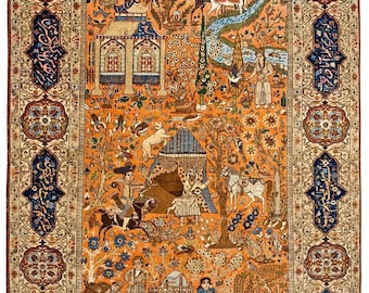 Persian Life Story: Old World Charm on Velvet Canvas 2' x 3 '