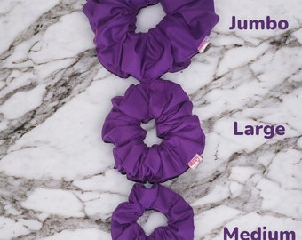 Scrunchies, cotton, hair bands, elastics, hair bobbles, cute, pretty, girls hair accessories, vibrant colours, hair styling. Deep violet