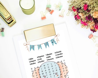 Recherche de mots imprimable pour baby shower ! Jeu de société Puzzle