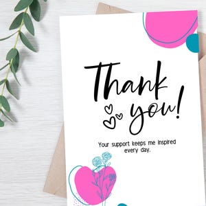 Carte de remerciement – Message de soutien et d'appréciation | Carte imprimable ou imprimée avec enveloppe | Design floral moderne