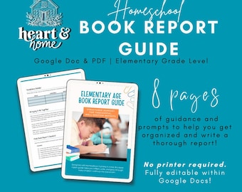 Printable Book Report Guide for Elementary Students | Fun and Easy Book Report Template | Homeschool and Classroom Resource