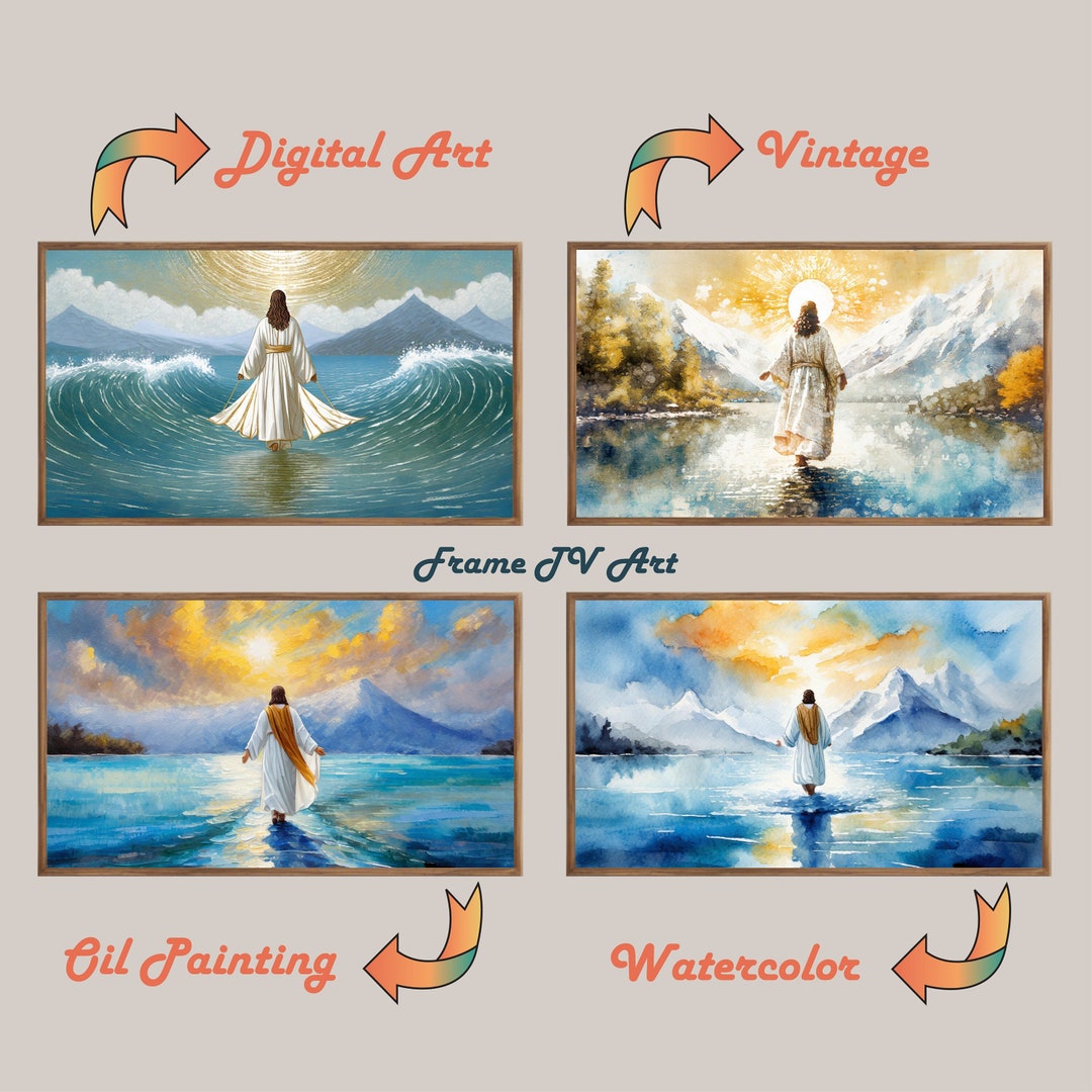Frame TV Art Bundle, the Miracle of Jesus Christ Walking on Water ...