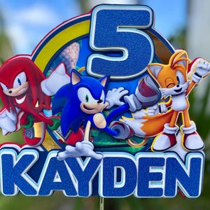 Decorazione per torta Sonic The Hedgehog, festa a tema Sonic, decorazione per torta di compleanno, decorazione per torta 3D, decorazione per torta per ragazzo, idea per festa Sonic, decorazione per torta
