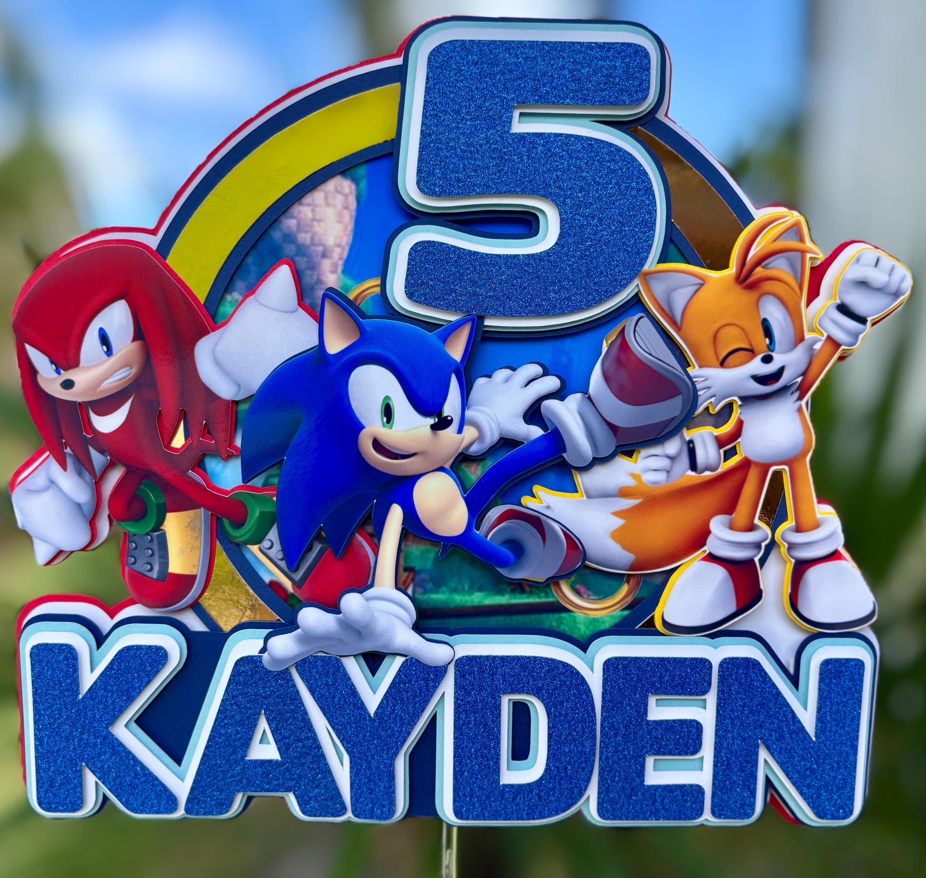 Sonic The Hedgehog Cake Topper, Sonic Theme Party, Birthday Cake Topper, 3D Cake Topper, Boy Cake Topper, Sonic Party Idea, Cake Topper