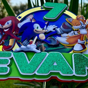 thumbnail image 2 of Personalised Sonic The Hedgehog Cake Topper – Edible Icing Sheet Or Wafer (UK Made) 2 of 5