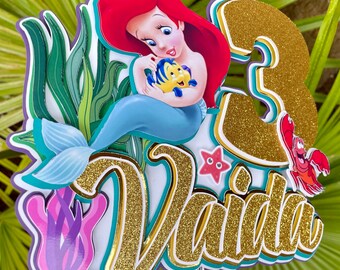 Baby Little Mermaid Cake Topper | The Little Mermaid Birthday | Disney Ariel Cake Topper | Mermaid Birthday Party | Princess | Under The Sea