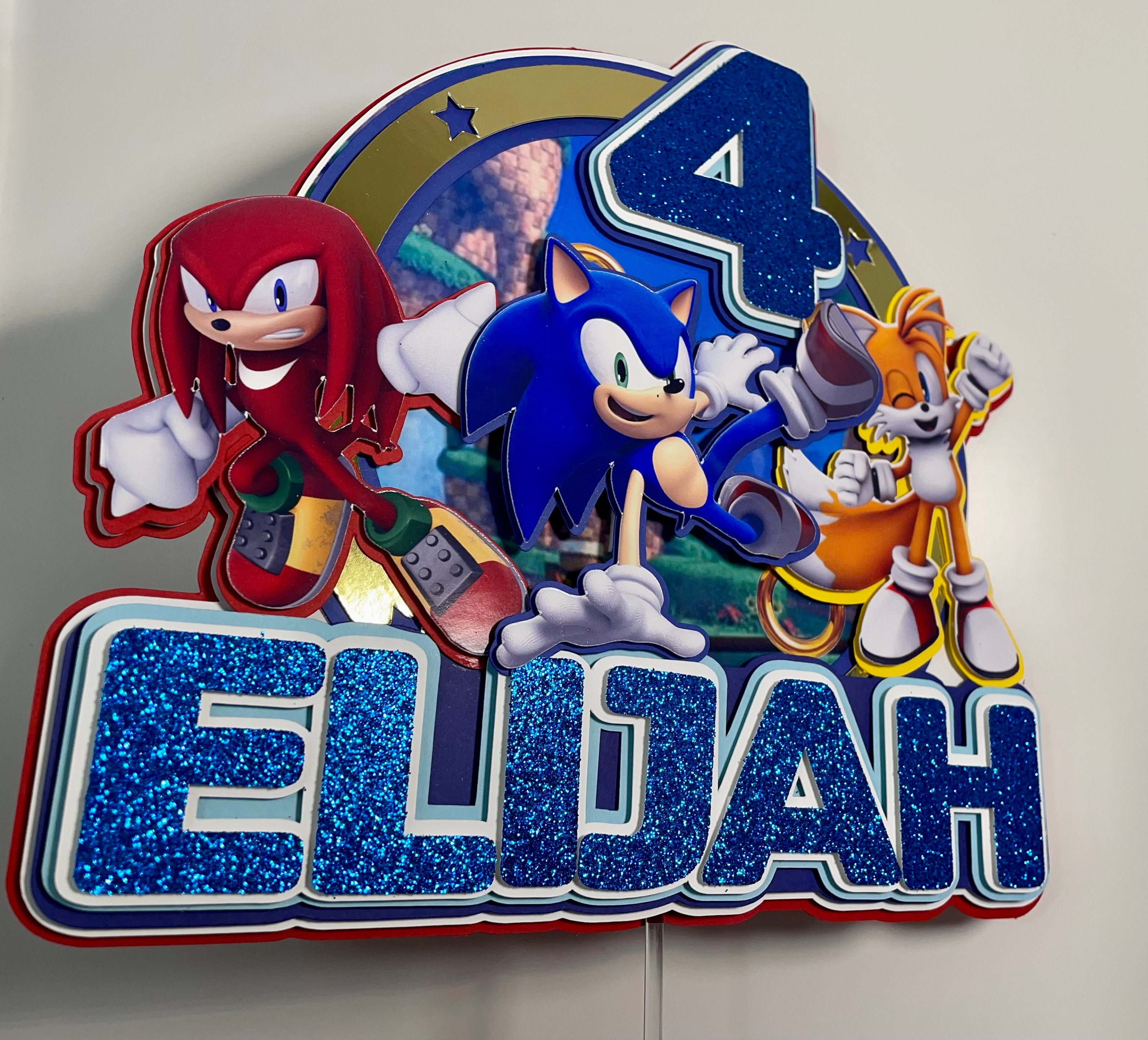 Sonic the Hedgehog Cake Topper, Sonic Theme Party, Birthday Cake Topper, 3D Cake Topper, Boy ...