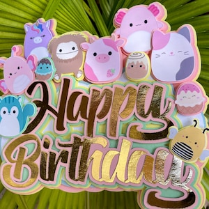 Squishmallow Cake Topper, Squishmallow favor bags, Squishmallow decoration, Birthday girl, Squishmallow cupcake topper cute
