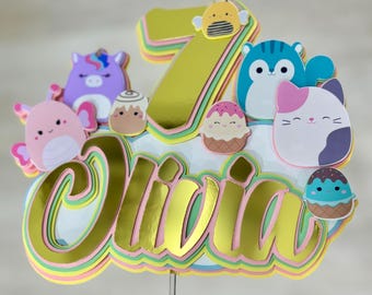 Squishmallow Cake Topper, Squishmallow favor bags, Squishmallow Letter 3DParty decoration, Birthday girl, Squishmallow cupcake topper cute