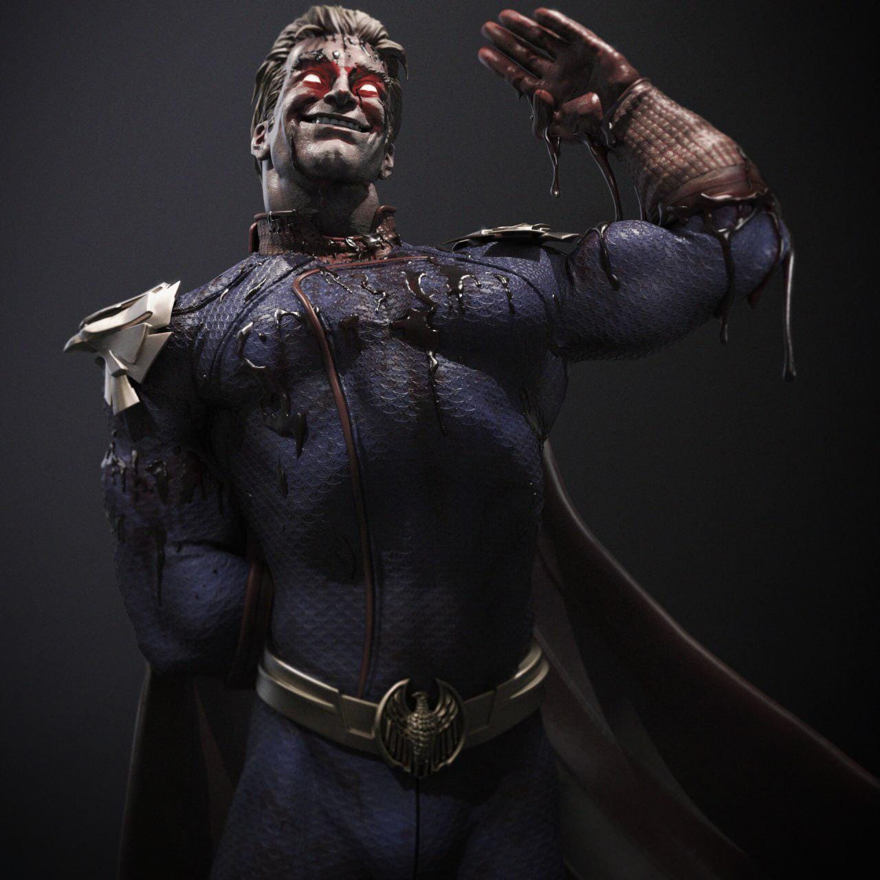 Homelander The Boys STL File, Bloody Version 3D Print Model, Collectible Statue for Painters, Superhero Villain Figure