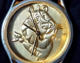 Vintage 1993 Kellogg's Tony the Tiger Collectible wrist Watch |Gold Plated, Brown genuine Leather Band, Unisex