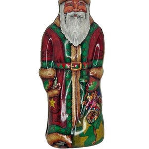 Vintage blikken kerstman beeldje snoepschaal